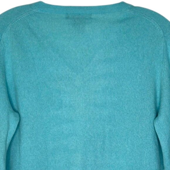 Lord & Taylor 100% Cashmere Long Sleeved V-Neck Sweater - Robin's Egg Blue - XL - Picture 7 of 9
